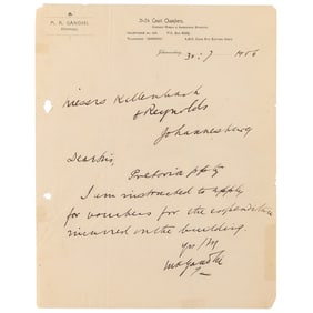 Mohandas Gandhi Autograph Letter Signed in the Year of 'Satyagraha' (Johannesburg, South