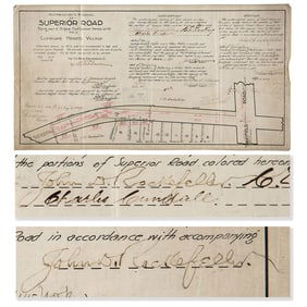 John D. Rockefeller Twice-Signed Map of Cleveland's Superior Road