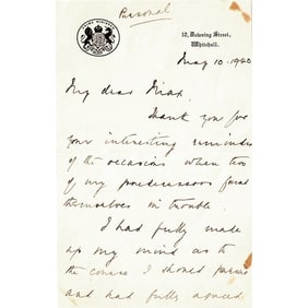 Neville Chamberlain Autograph Letter Signed on the Day of His Resignation, Churchill’s
