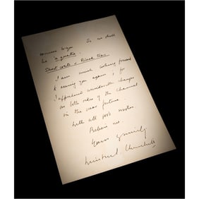 Winston Churchill Autograph Letter Signed, Predicting Political Upheaval in Europe: "I apprehend