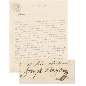Franz Joseph Haydn Letter Signed, Declining Membership in the Société Acadé