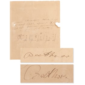 Ludwig van Beethoven Autograph Letter Signed Twice with Handwritten Musical Quotation from Friedrich