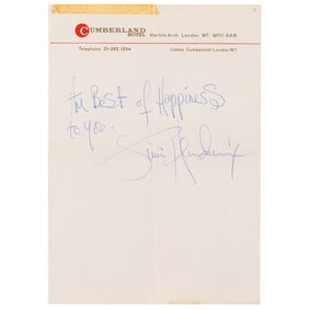 Jimi Hendrix Signature on London's Cumberland Hotel Stationery (September 1970) - “The