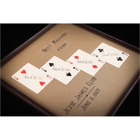 Babe Ruth (4) Signed 'Jesse James Club' Playing Cards from 1927, Presented to the Owner of