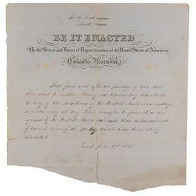 Abolition: 'Engrossed Bill' Draft of the Territorial Slavery Act of 1862, Prohibiting Slavery in All