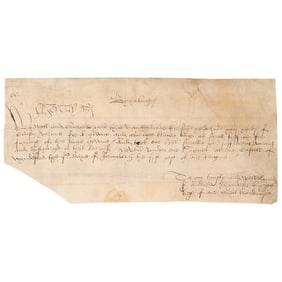 King Henry VIII Document Signed to the Keeper of the Wardrobe, Directing "Crimson velvett for a