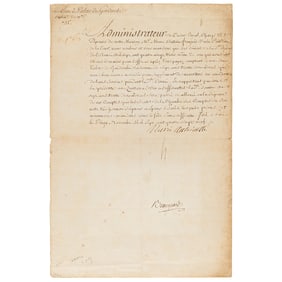 Marie Antoinette Document Signed, Ordering Payment for Extravagant Royal Household Expenditures