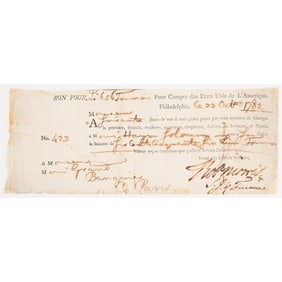 Haym Salomon and Robert Morris Signed Bill of Exchange for Financing the Revolutionary War (October