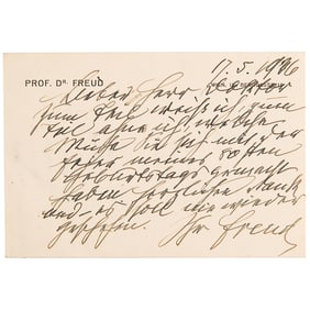 Sigmund Freud Autograph Letter Signed on His 80th Birthday
