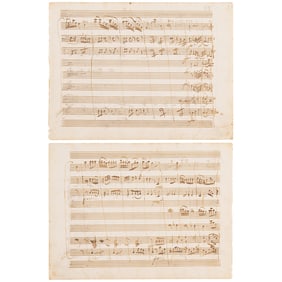 Wolfgang Amadeus Mozart Handwritten Musical Manuscript from the 'Antretter Serenade in D'