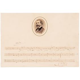 Giuseppe Verdi Autograph Musical Quotation Signed from 'Aida' - Presentation Prepared for His