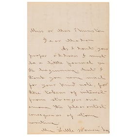 Louisa May Alcott Autograph Letter Signed on "My ?Little Women'" and Her Resemblance to Jo March -