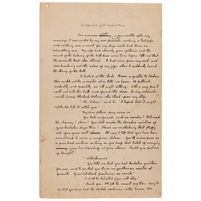 Arthur Conan Doyle Handwritten Manuscript Page from the Sherlock Holmes Story 'The Crooked Man'