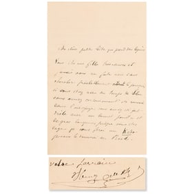 Henri de Toulouse-Lautrec Autograph Letter Signed, One Month After Breaking His Leg at Barges