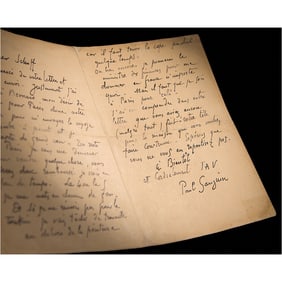 Paul Gauguin Autograph Letter Signed on His Art and Travels: "If I don't make it to Tonkin I will