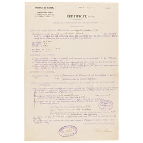 Marie Curie Document Signed - Radioactivity Results from Curie's Lab