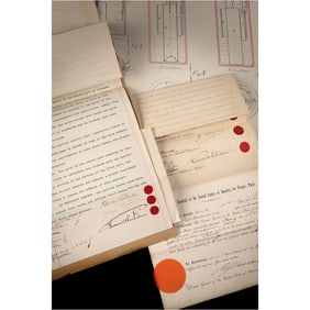 Thomas Edison (2) Documents Signed in Electric Battery Development Archive, Acquiring Rights to the