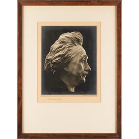 Albert Einstein Signed ?Bust Sculpture' Photograph (1942)