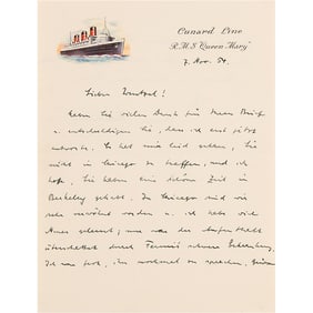 Werner Heisenberg Autograph Letter Signed from Aboard the RMS ?Queen Mary' - The Theoretical