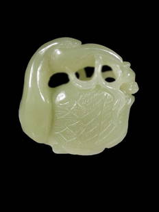 Celadon Jade Swan, Qing Dynasty: Celadon Jade Swan, Qing Dynasty. Carved in a recumbent pose. Measurement: 2 x 1.9 inches (5.1 x 4.8 cm)