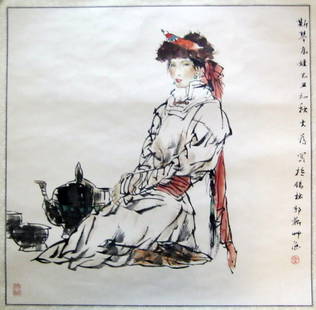 Chinese Ink Painting Signed Liu Dawei (born 1945): Chinese Ink Painting signed Liu Dawei (born 1945). Ink and color on paper. Inscribed and signed by the artist with two seal marks. Painting size: 27 x 27 inches (69 x 69 cm)