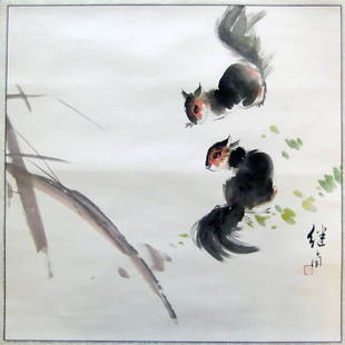 Chinese Ink Painting, Signed Liu Jiyou (1918-1983): Chinese Ink Painting, Signed Liu Jiyou (1918-1983). Ink and color on paper. Signed by the artist with 1 seal mark. Painting size: 26 x 26 inches (66 x 66 cm) Provenance: From a private