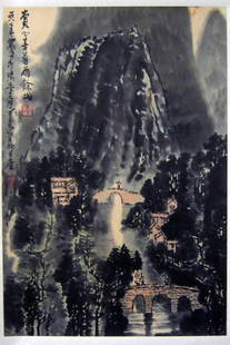 Chinese Scroll Painting, Signed Li Keran (1907-1989): Chinese Scroll Painting signed Li Keran (1907-1989). Ink and color on paper. Inscribed and signed by the artist with two seal marks. Painting size: 26 x 18.1 inches (66 x 46 cm)