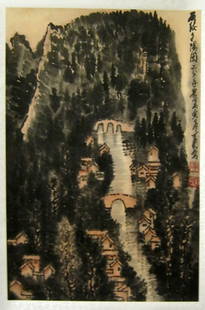 Chinese Scroll Painting, Signed Li Keran (1907-1989): Chinese Scroll Painting signed Li Keran (1907-1989). Ink and color on paper. Inscribed and signed by the artist with two seal marks. Painting size: 26.5 x 17.75 inches (67 x 45 cm)