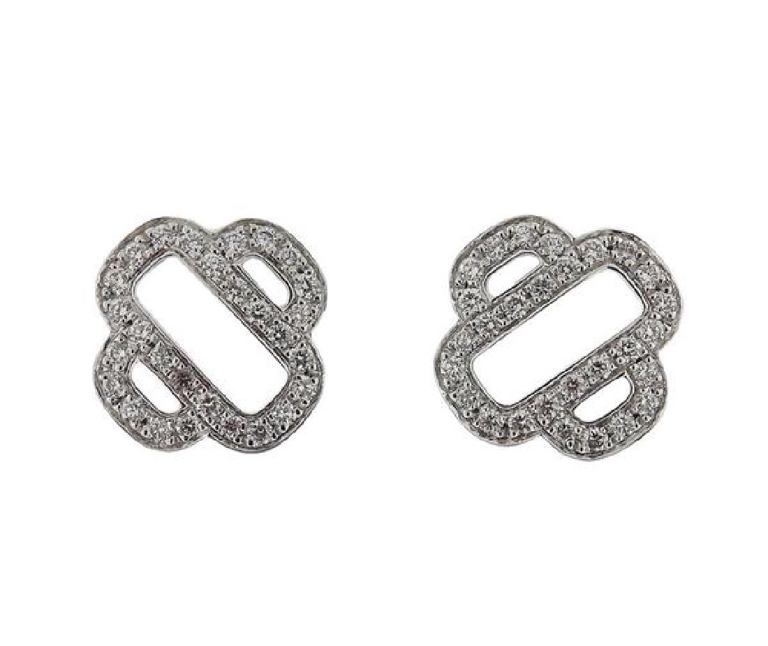 Hermes 18K Gold Diamond Stud Earrings (1 of 3)