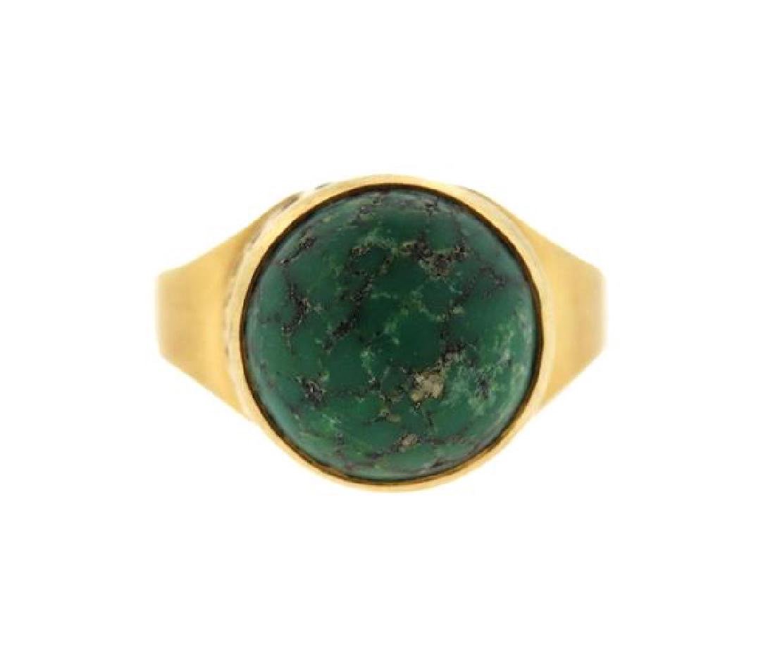 18k Gold Green Stone Ring (1 of 6)