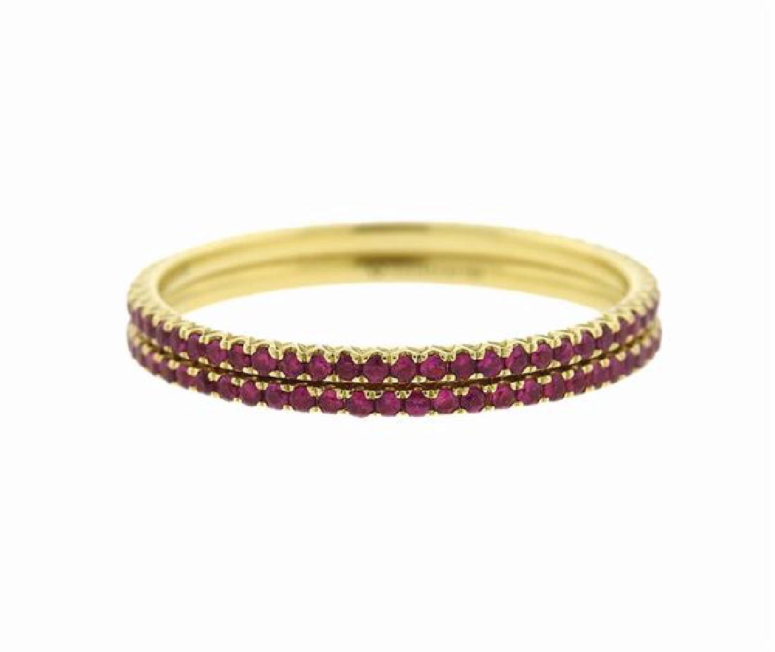 Hidalgo 18k Gold Gemstone Micro Band Stackable Ring Set (1 of 4)