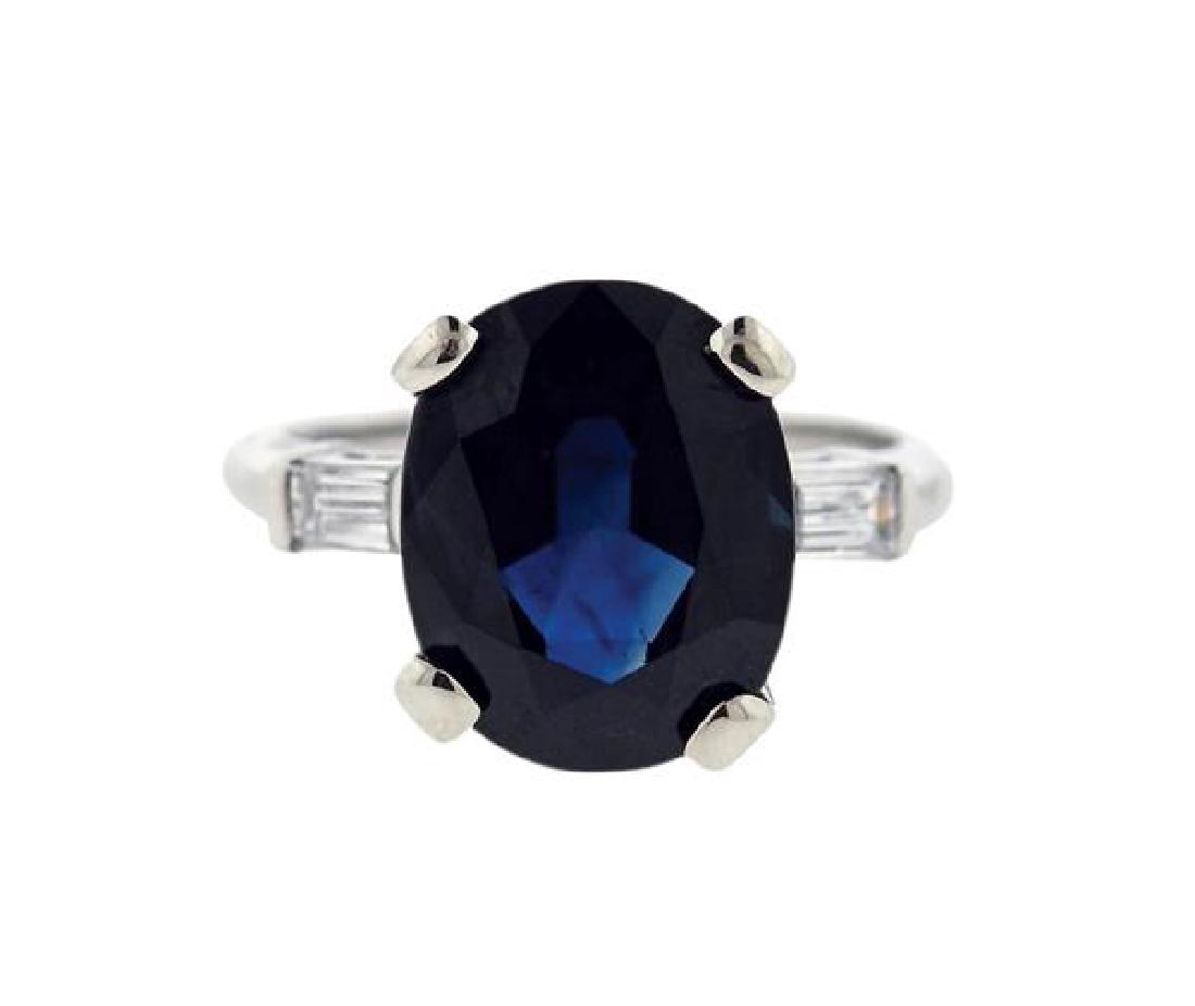 GIA 7.41ct Natural Sapphire Platinum Diamond Ring (1 of 5)