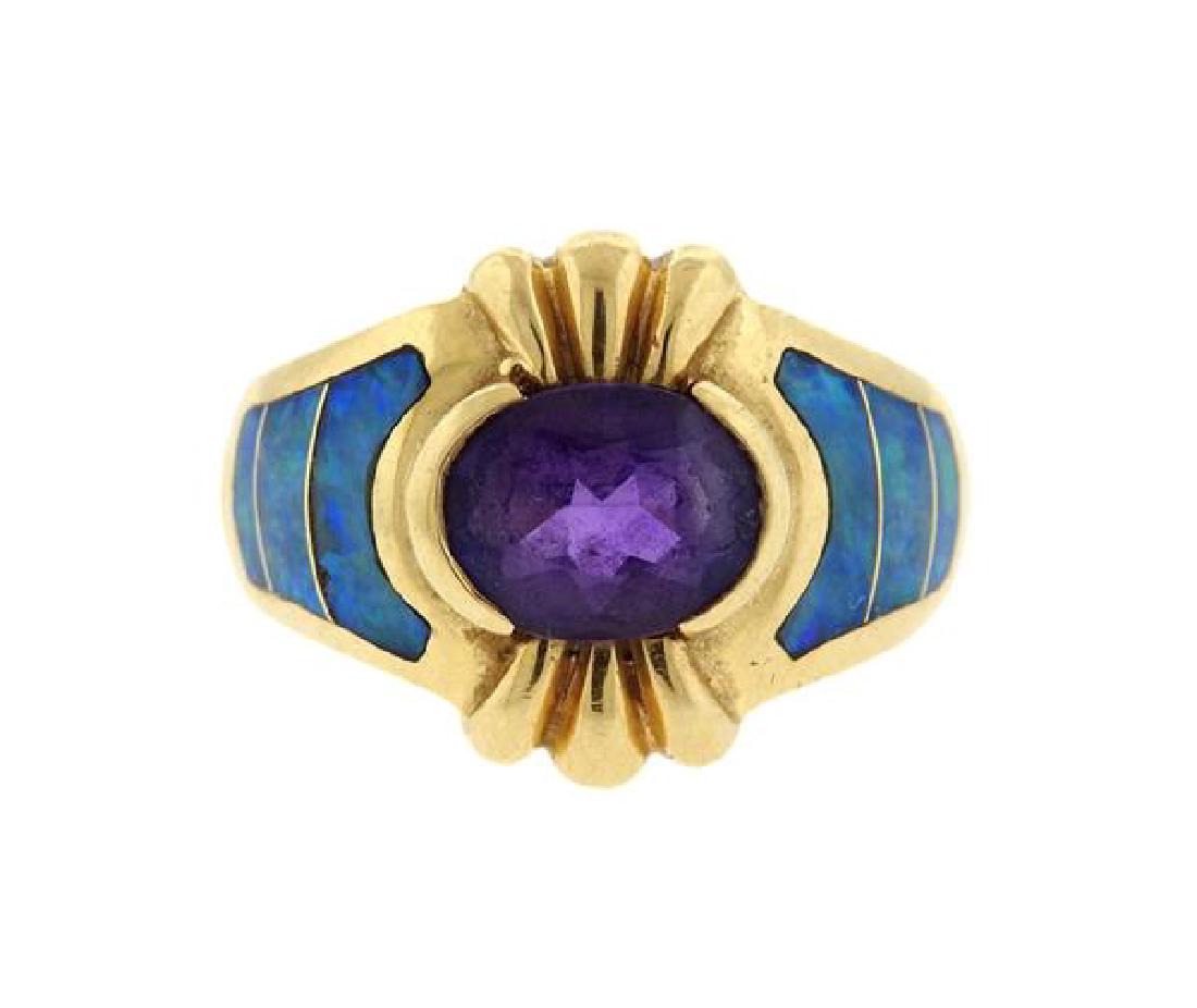14K Gold Amethyst Opal Inlay Ring (1 of 3)