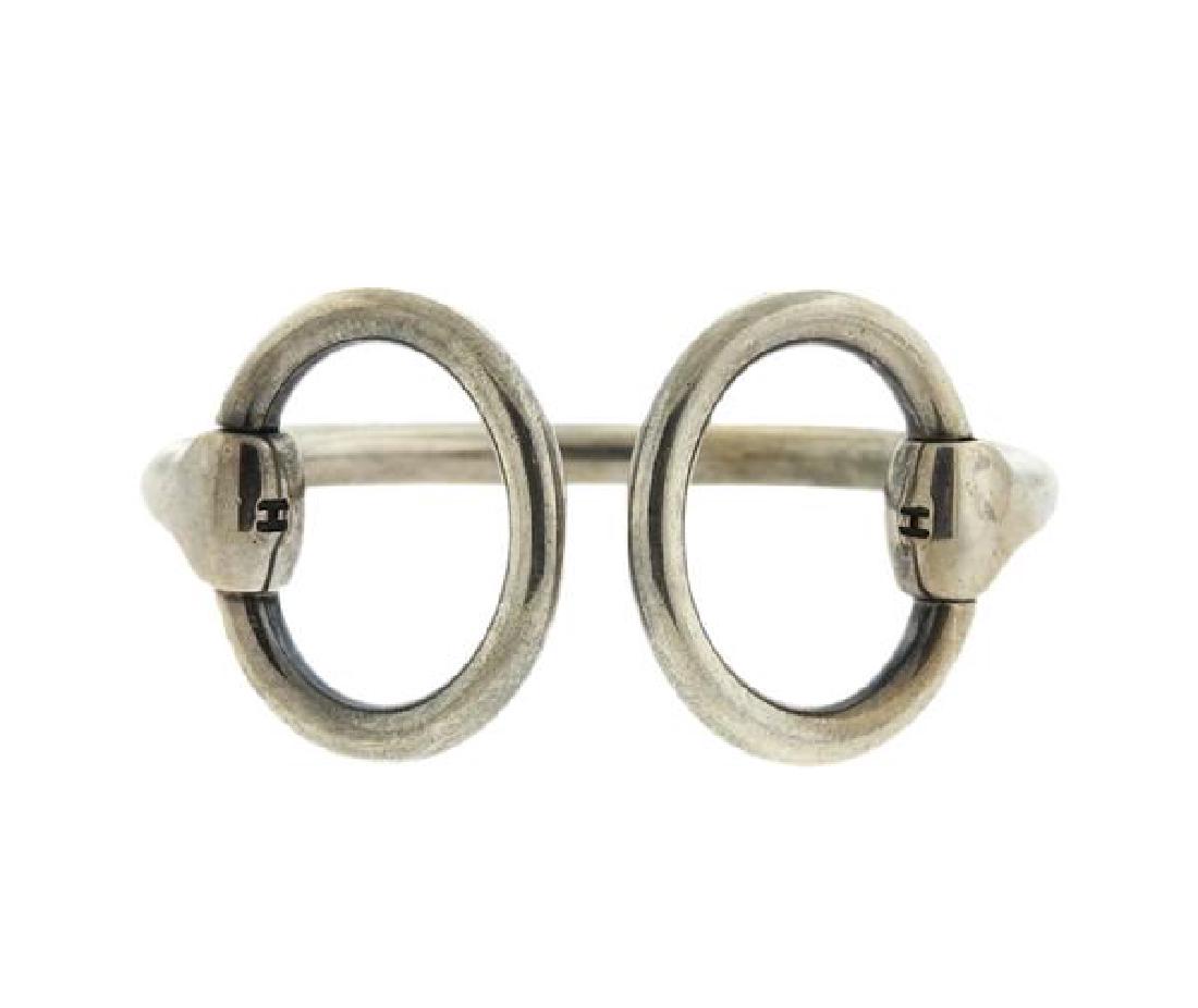 Hermes Nausicaa Sterling Silver Hinged Cuff Bracelet (1 of 5)
