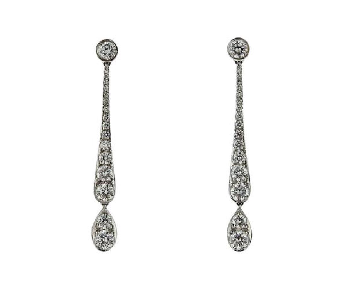 Tiffany & Co Platinum Diamond Dangle Drop Earrings (1 of 3)