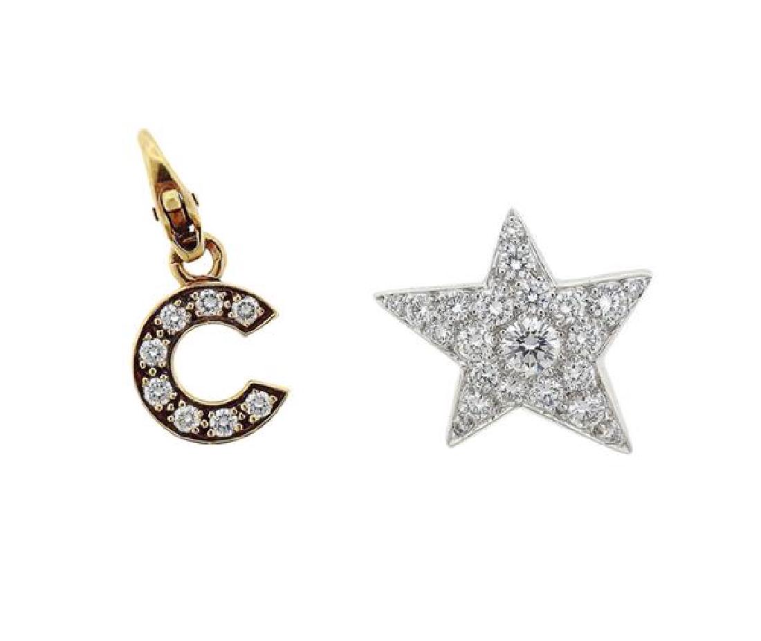 Chanel 18k Gold Diamond Star C Charm Pendant Lot (1 of 3)