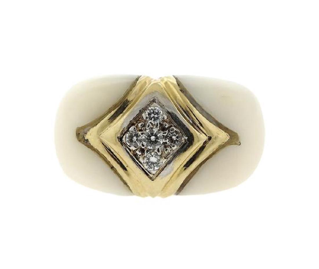 Van Cleef & Arpels 18K Gold Diamond Coral Ring (1 of 4)