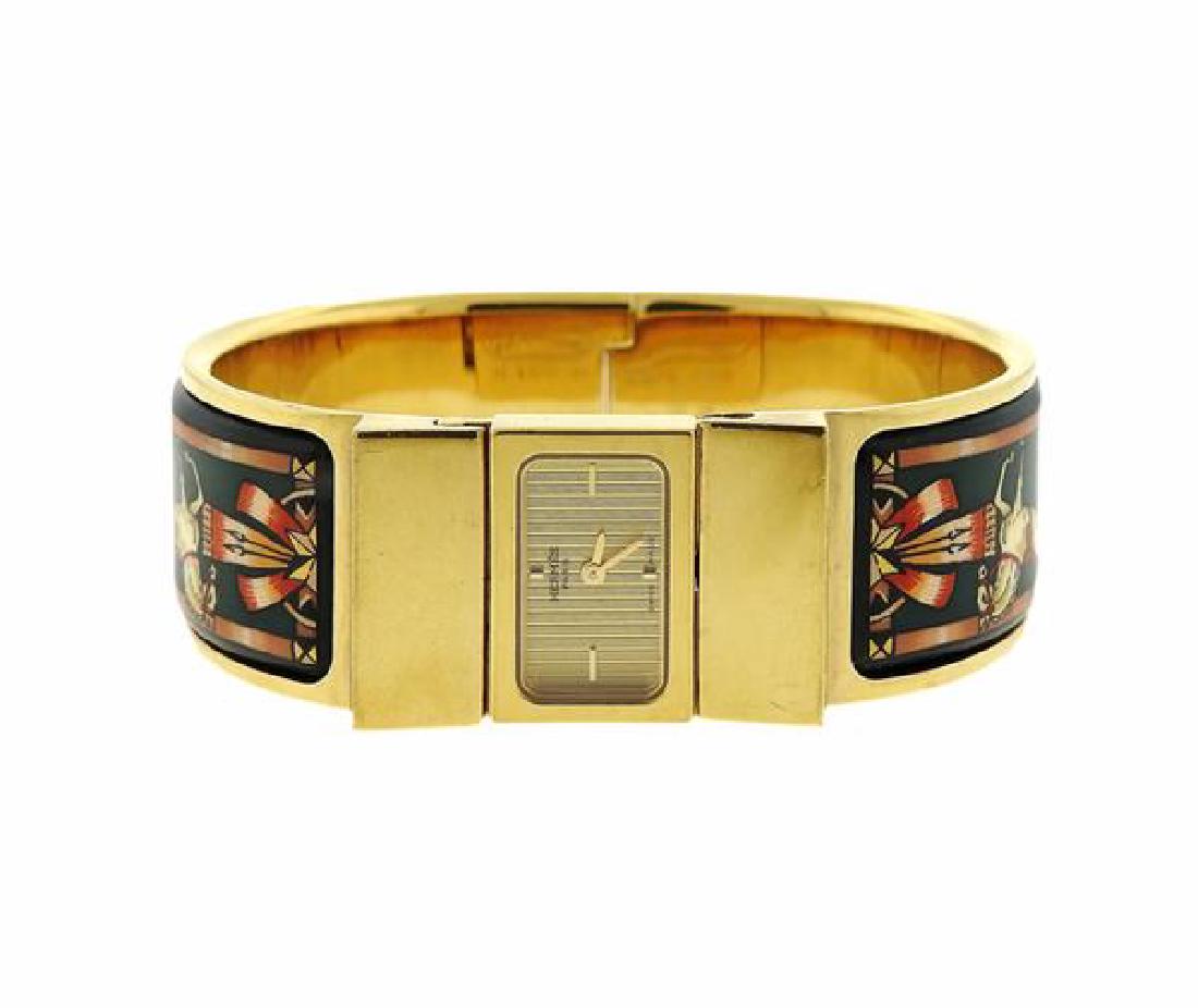 Hermes Gold Tone Enamel Bangle Watch (1 of 5)