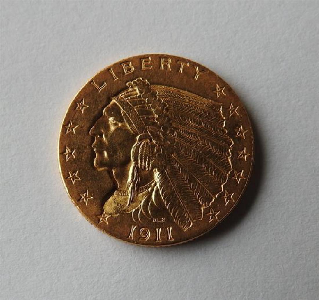 1911 Indian Head 2.5 Dollar Gold US Coin (1 of 2)