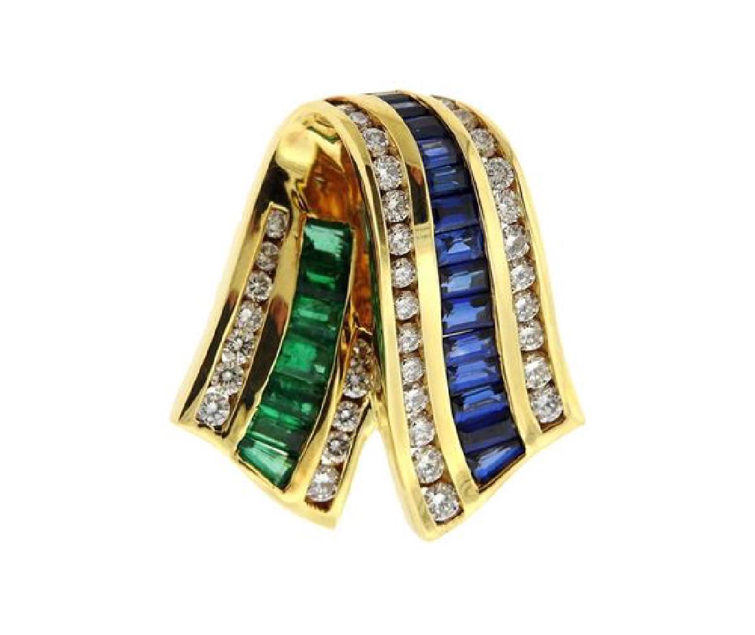 Krypell 18k Gold Diamond Emerald Sapphire Slide Pendant (1 of 3)