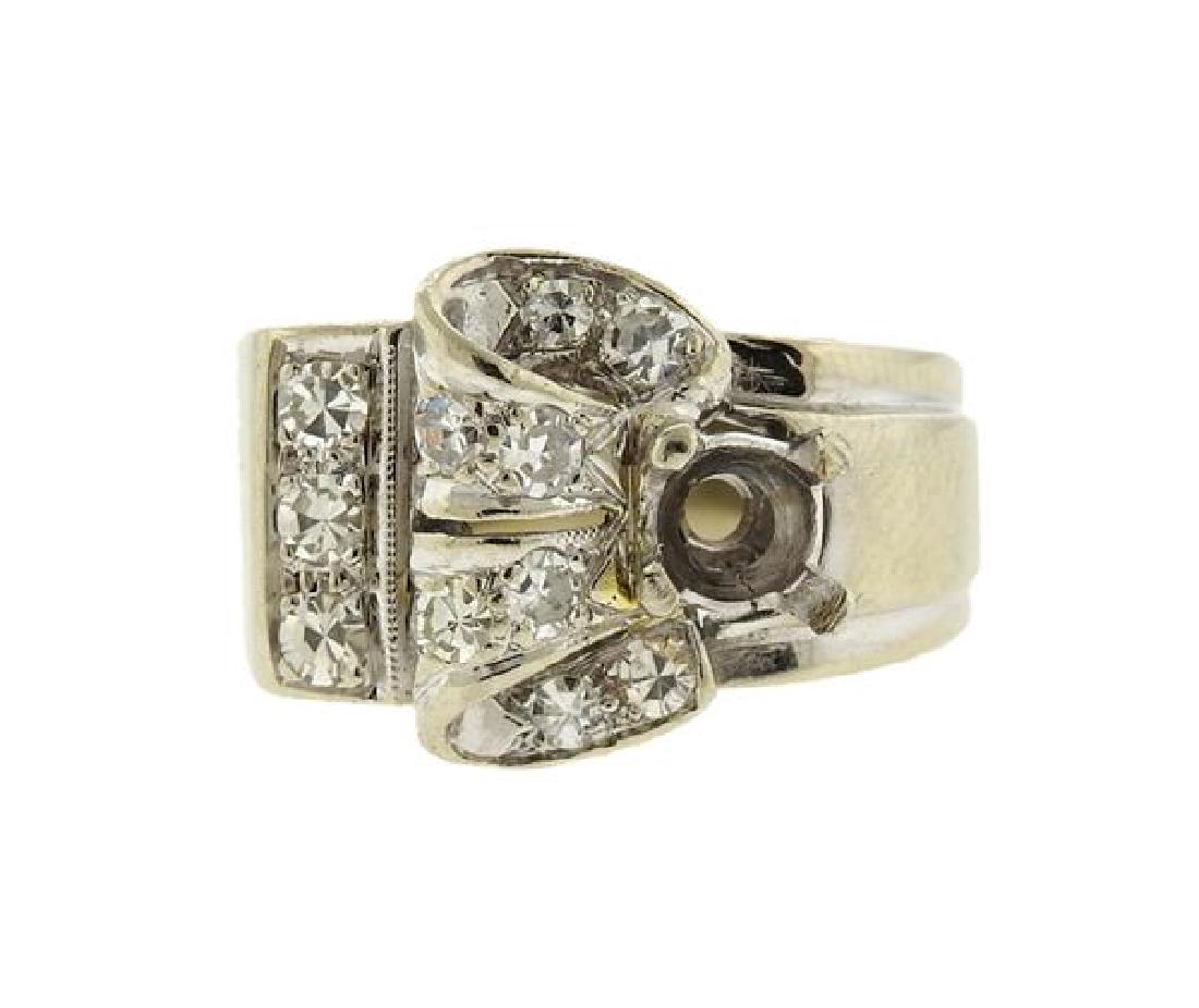 Retro 14k Gold Diamond Ring Setting (1 of 3)