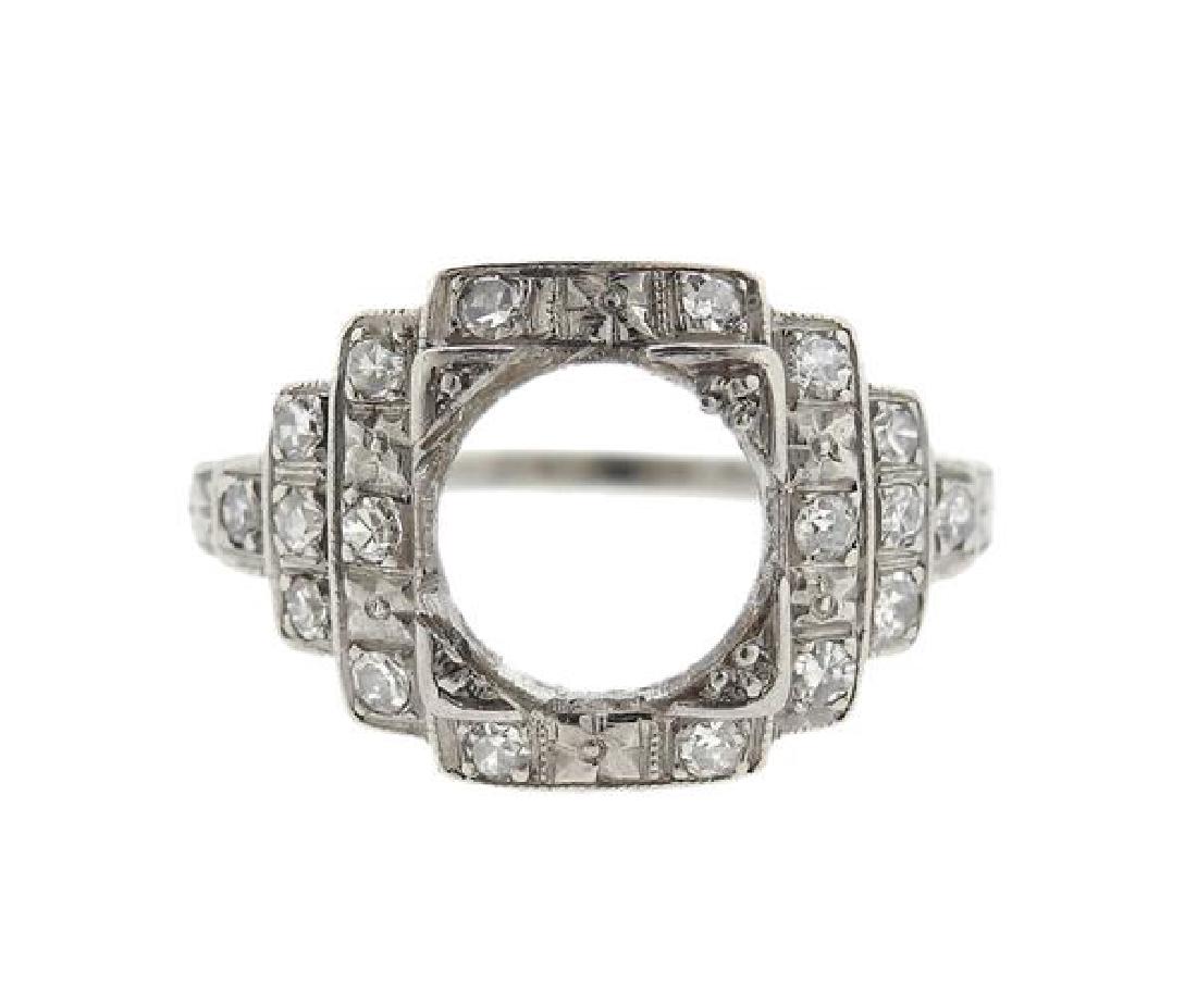 Art Deco Platinum Diamond Engagement Ring Mounting (1 of 3)