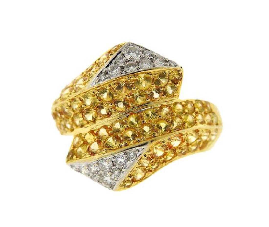 18K Gold Diamond Yellow Sapphire Ring (1 of 3)