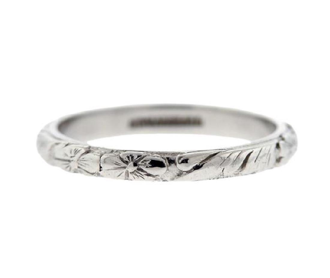 Antique Victorian Floral Platinum Band Ring (1 of 2)