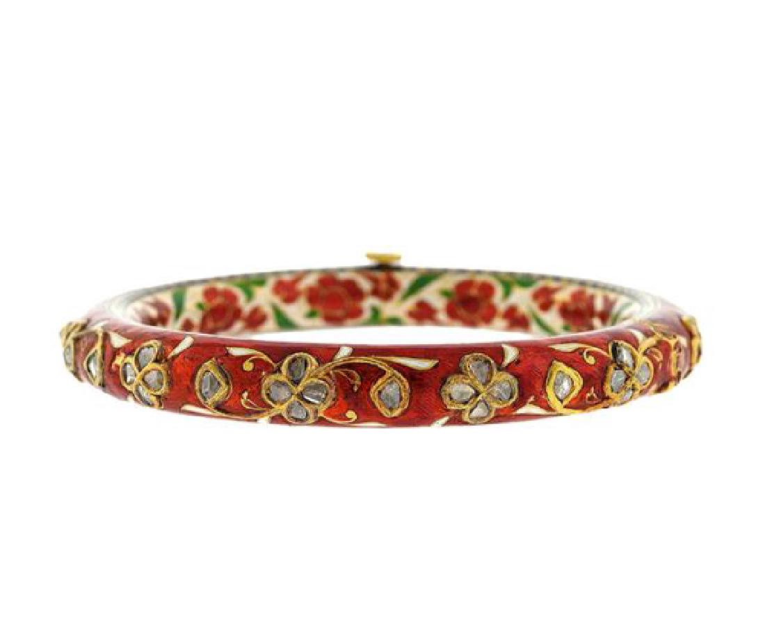 22k Gold Diamond Enamel Bangle Bracelet (1 of 4)