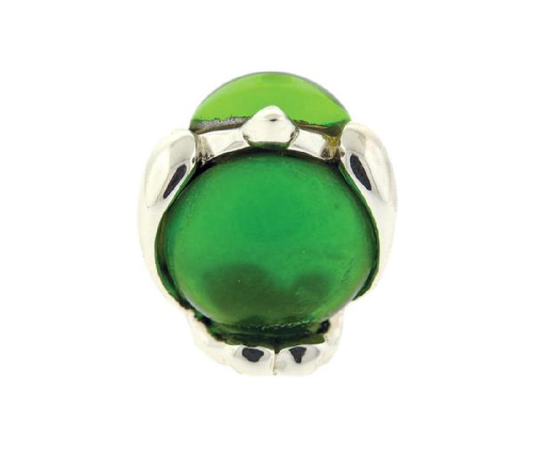 Christofle Silver Plate Green Stone Bird Paperweight (1 of 5)