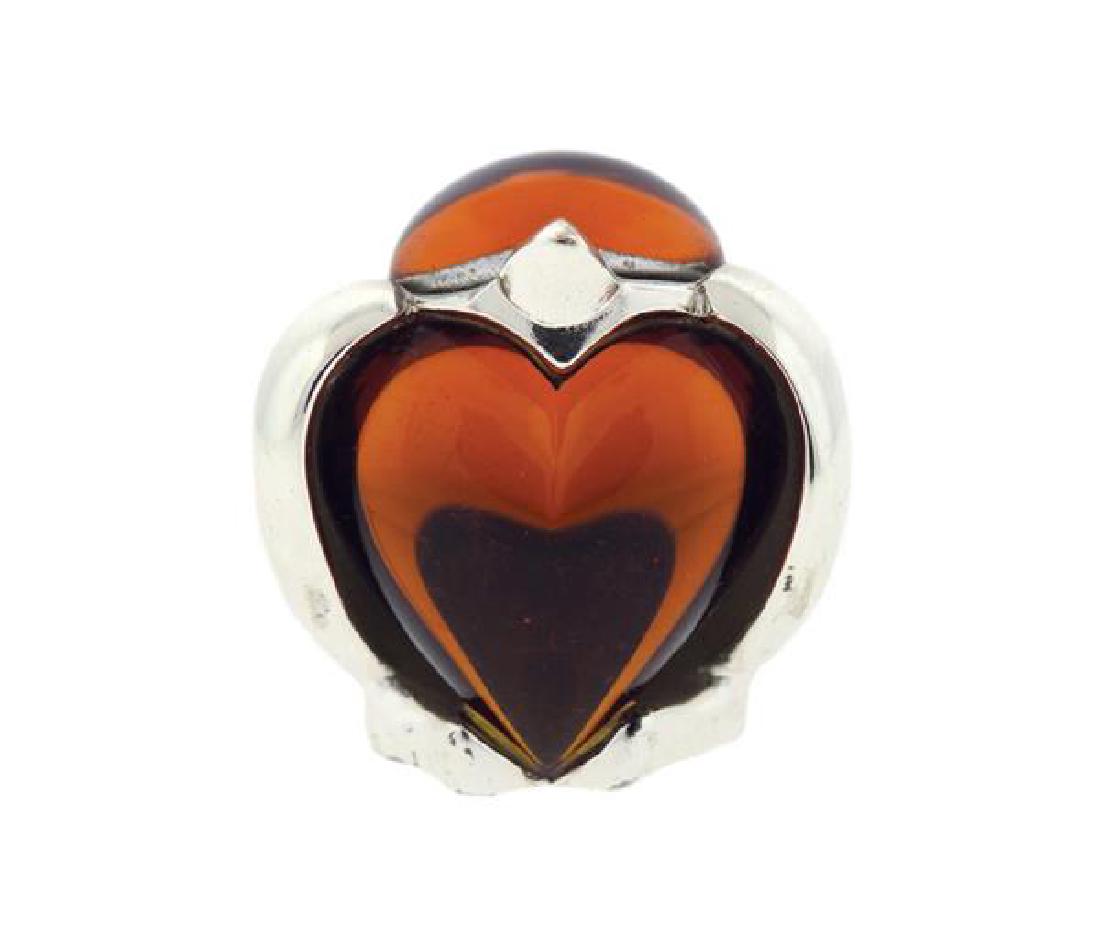 Christofle Silver Plate Orange Stone Bird Paperweight (1 of 5)