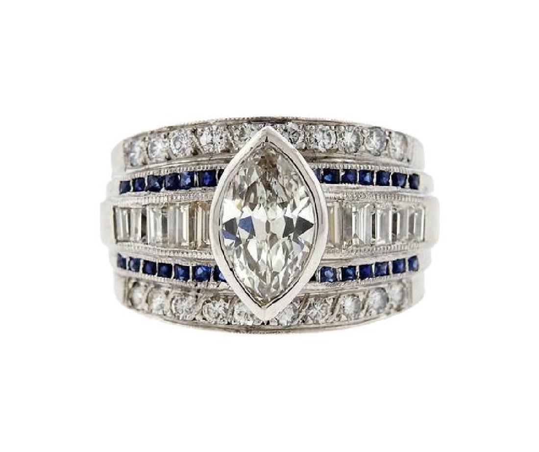 Platinum Diamond Sapphire Ring (1 of 3)
