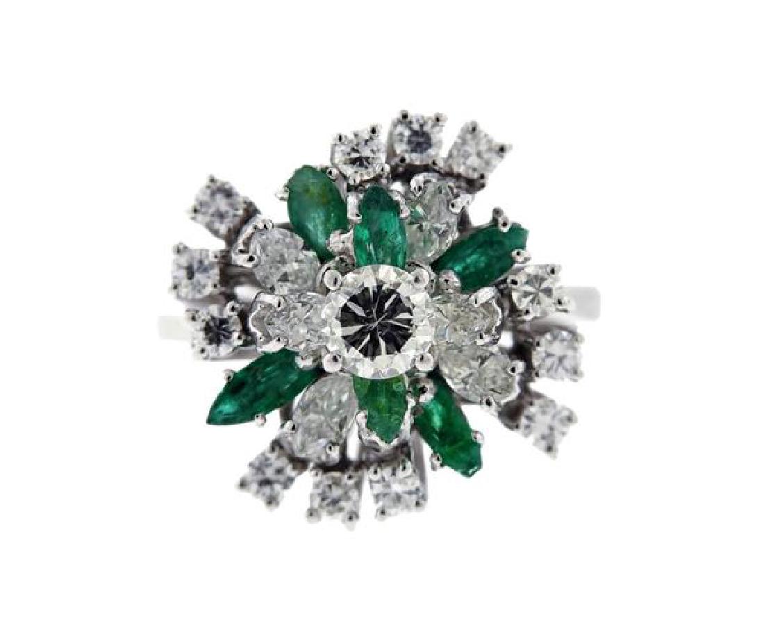 18k Gold Emerald Diamond Cluster Ring (1 of 3)