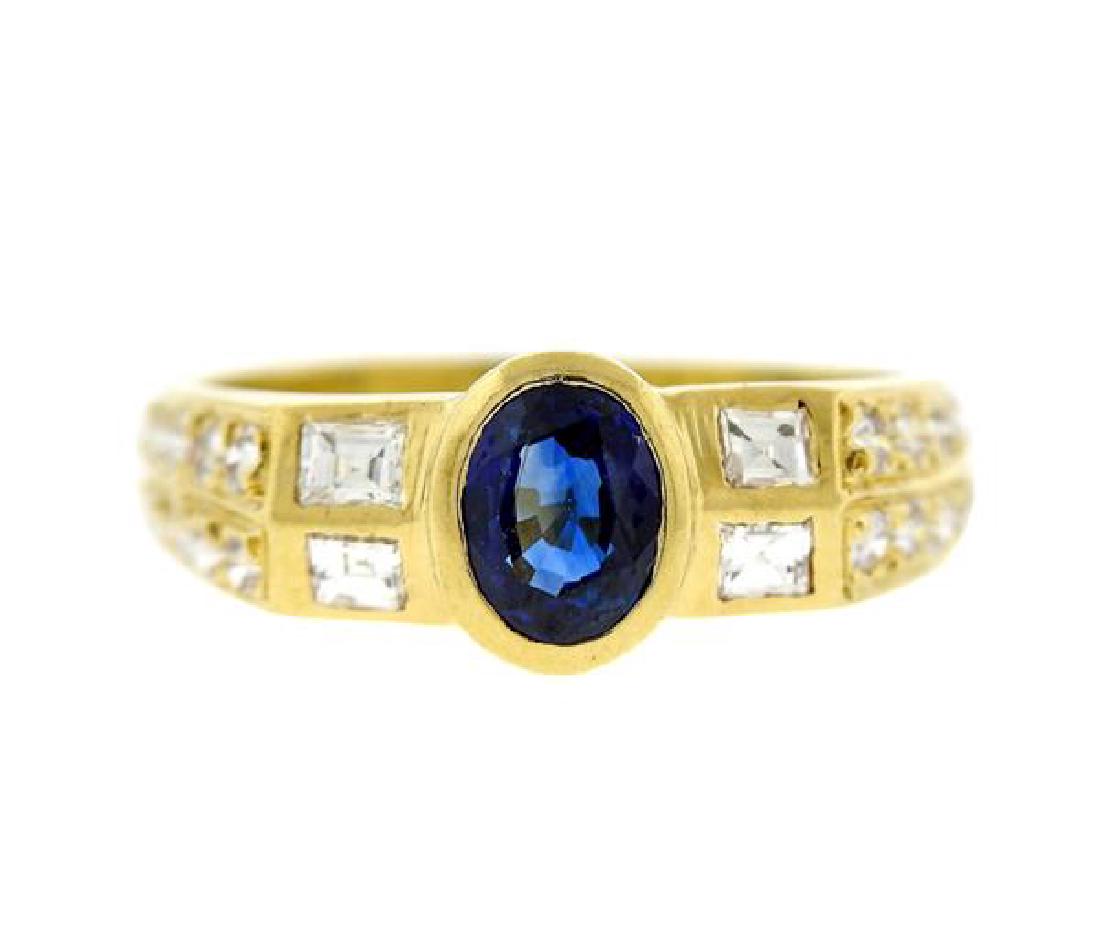 18k Gold Blue Stone Diamond Ring (1 of 3)
